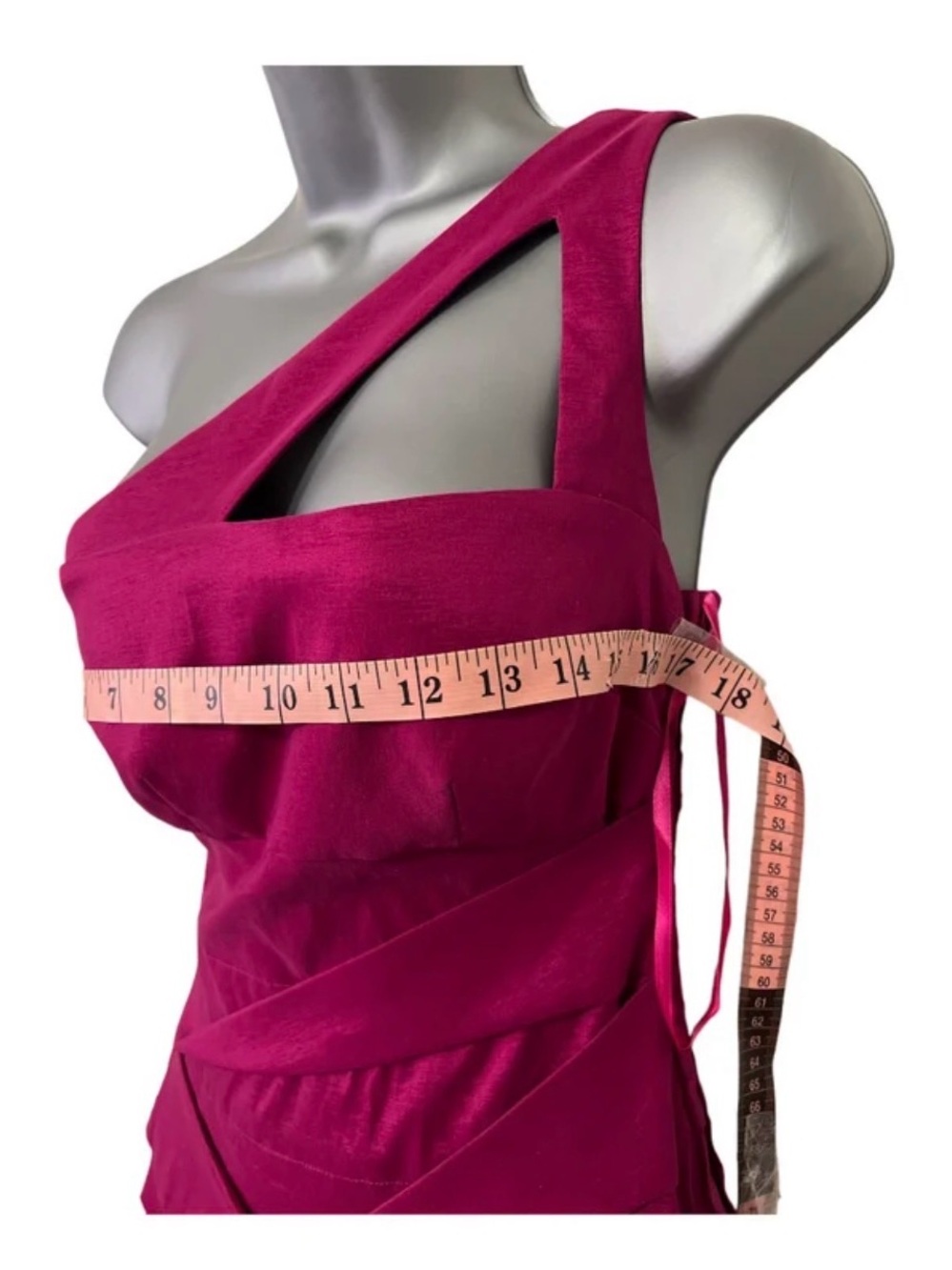 Hailey Logan Bandage Mini Dress Women's One-Shoulder Fuchsia Cocktail Dress - Picture 5 of 5